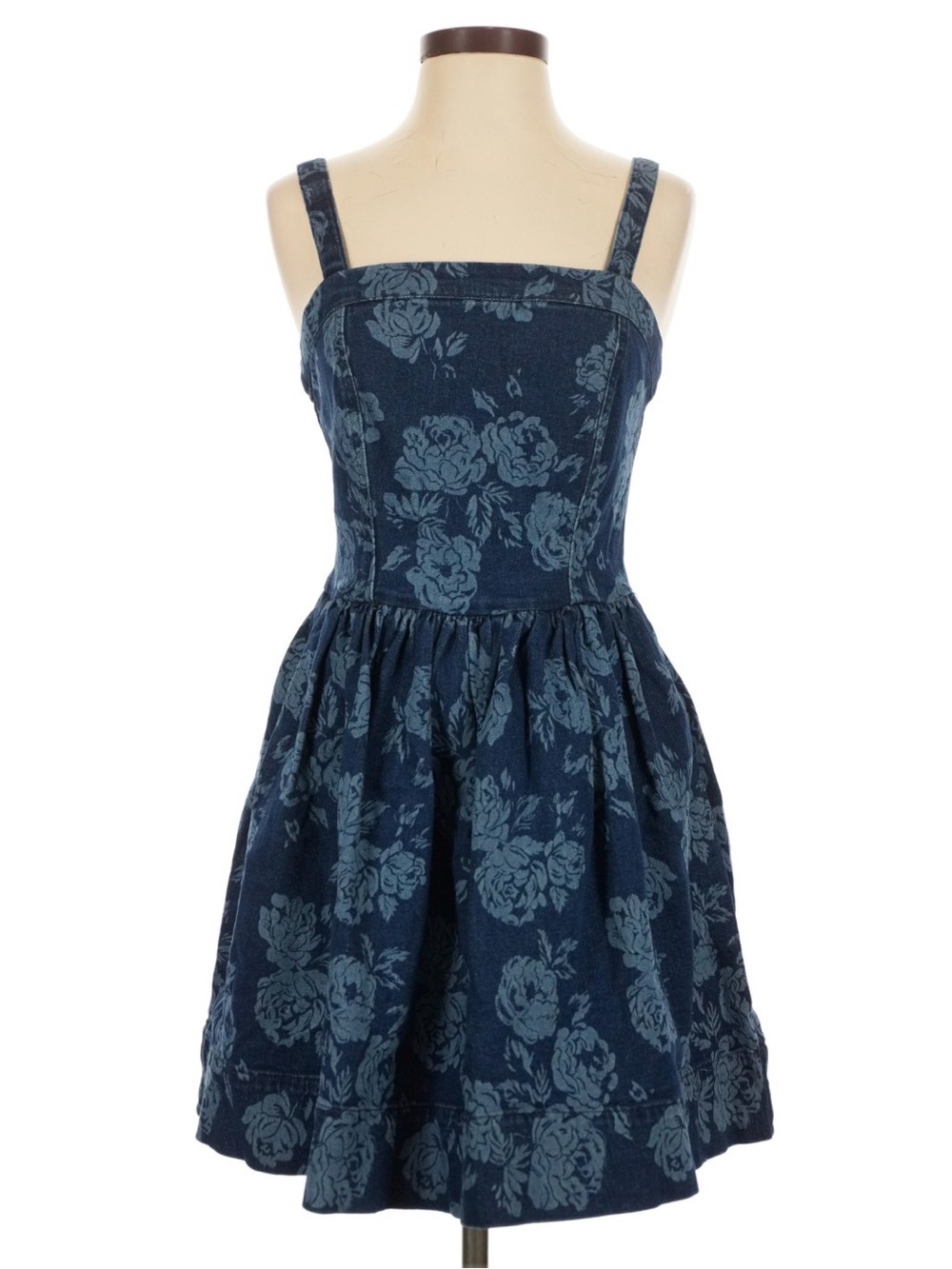 Steve Madden Navy Floral Denim Mini Dress